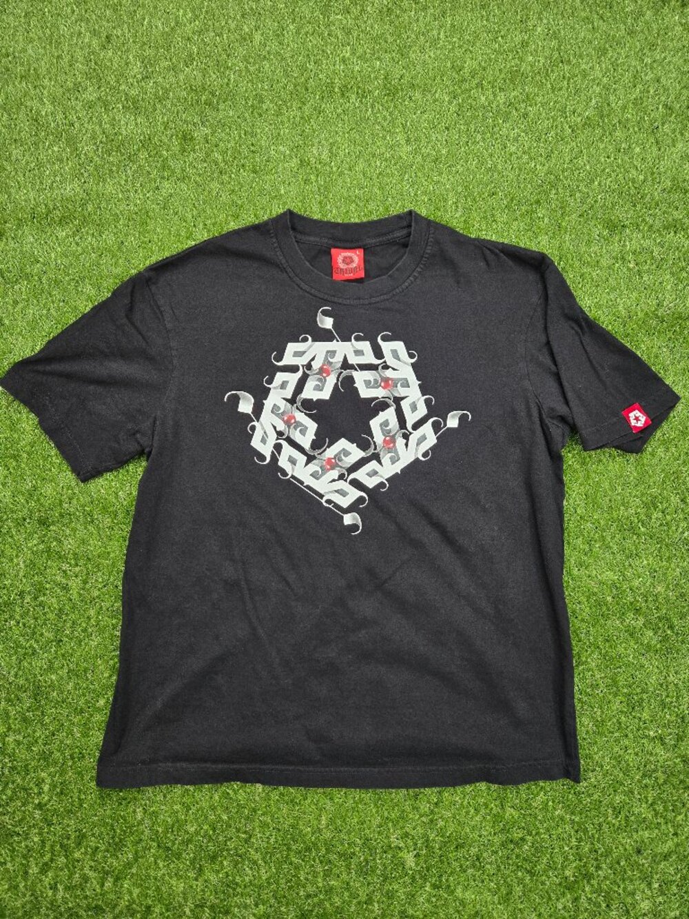 Tribal Gear Shirt Mens Large Black Graphic Tee Streetwear Star Logo Y2K Hip Hop